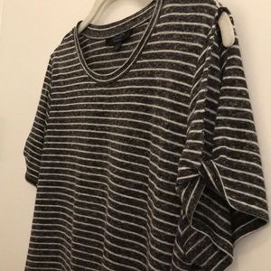 All Saints Tops - All Saints Grey and White Striped Tee All Saints Tops - All Saints Grey and White Striped Tee
